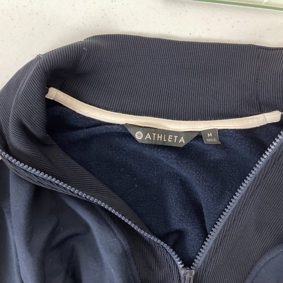 Athleta Crosstown Track Sweatshirt Dress Quarter Zip Blue Womens Size M - Picture 5 of 5